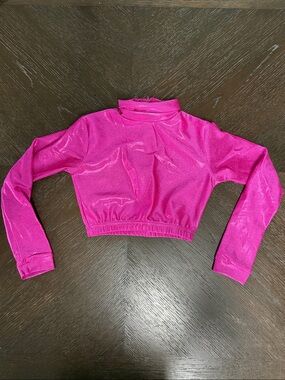 Kids Dance Crop Top - Hot Pink Long Sleeve